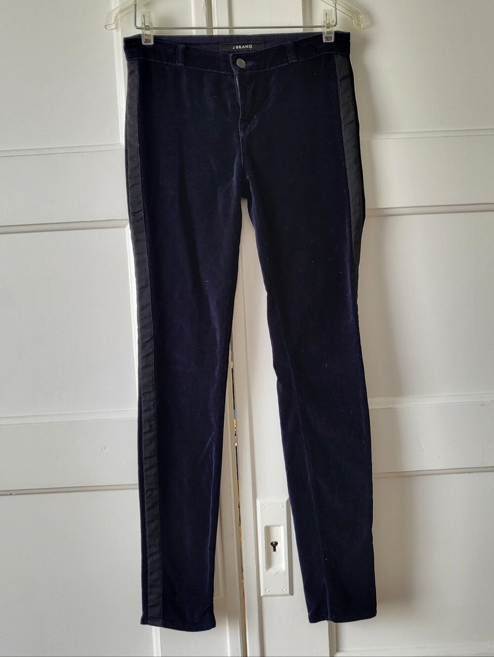J Brand Katharine Dark Blue Indigo Stripe Velvet Trousers Pants Size 25